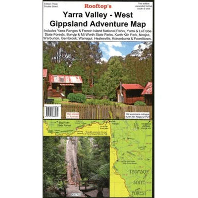 Yarra Valley-West Gippsland map covering parks, forests, and adventure sites.